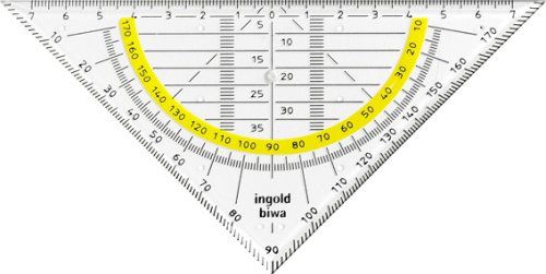 Geodreieck mit gelber Skala, 16 cm