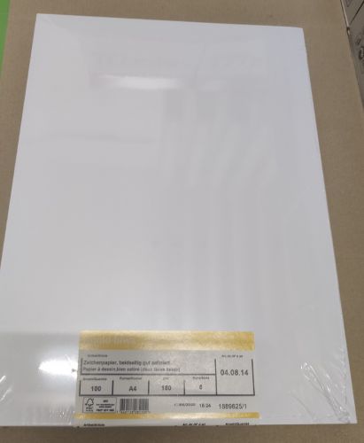 A4 Zeichenpapier hochweiss 180g, 100 Blatt